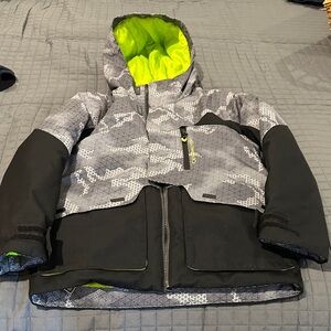 Obermeyer Kids Black and Gray Puffer Jacket with Neon Lining